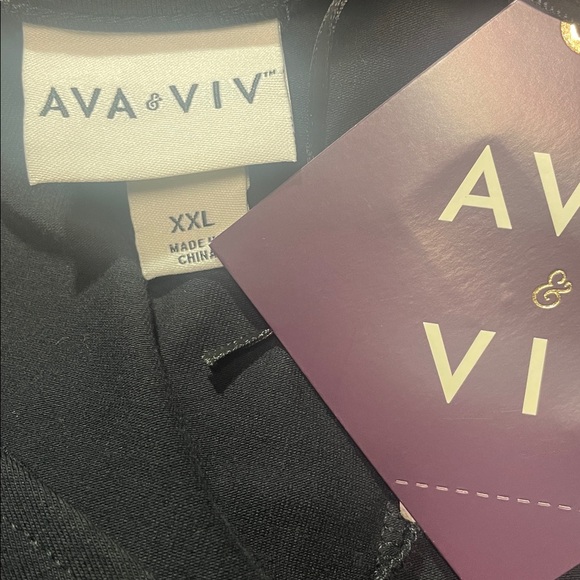 AVA & VIV Women's Midi Slit A-Line Dress Black Various Sizes | NWT - Picture 4 of 4